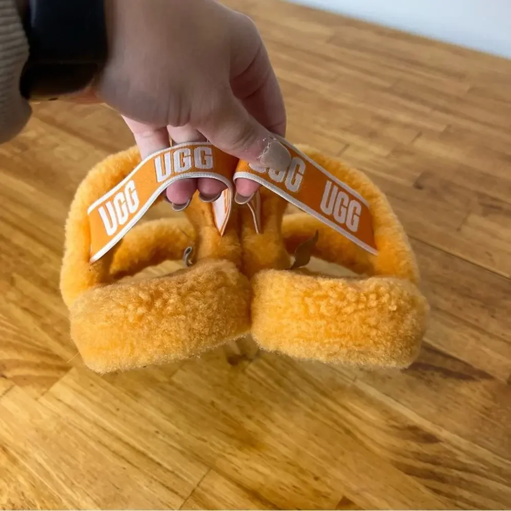 Ugg Oh Yeah Orange Double Strap Fuzzy Slippers Size 13 Youth